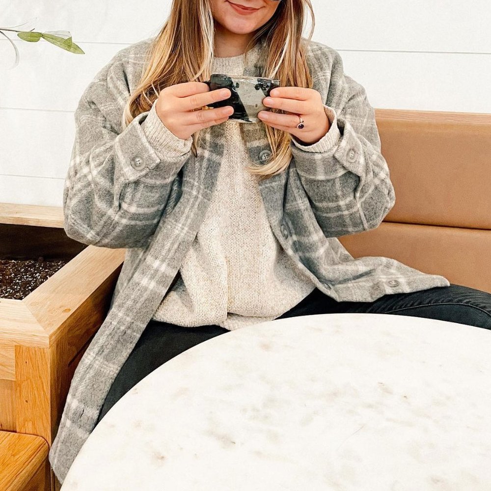 Gibson look Plaid Soft Long Length Shacket  shirt jacket size M New